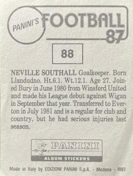 1986-87 Panini Football 87 (UK) #88 Neville Southall Back
