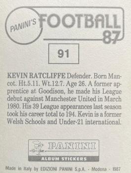 1986-87 Panini Football 87 (UK) #91 Kevin Ratcliffe Back