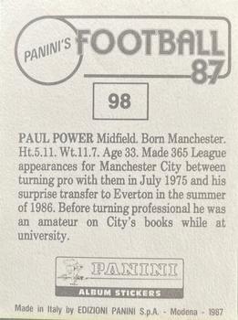 1986-87 Panini Football 87 (UK) #98 Paul Power Back
