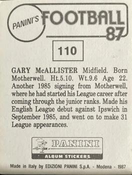 1986-87 Panini Football 87 (UK) #110 Gary McAllister Back