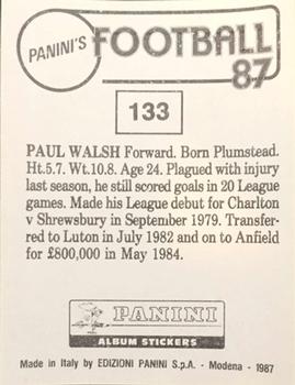 1986-87 Panini Football 87 (UK) #133 Paul Walsh Back