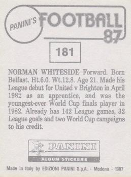 1986-87 Panini Football 87 (UK) #181 Norman Whiteside Back