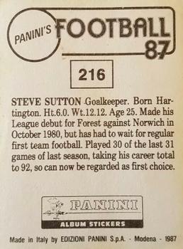 1986-87 Panini Football 87 (UK) #216 Steve Sutton Back