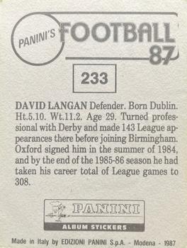 1986-87 Panini Football 87 (UK) #233 David Langan Back