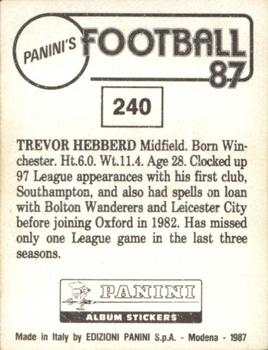 1986-87 Panini Football 87 (UK) #240 Trevor Hebberd Back