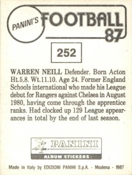 1986-87 Panini Football 87 (UK) #252 Warren Neill Back