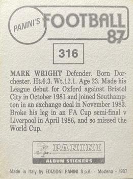 1986-87 Panini Football 87 (UK) #316 Mark Wright Back