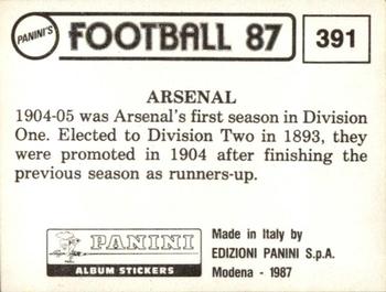 1986-87 Panini Football 87 (UK) #391 Home Kit Back