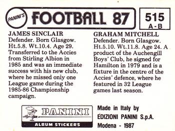 1986-87 Panini Football 87 (UK) #515 Graham Mitchell / James Sinclair Back