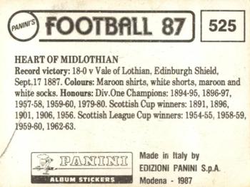 1986-87 Panini Football 87 (UK) #525 Heart of Midlothian Team Group Back