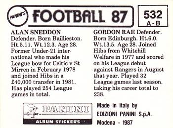 1986-87 Panini Football 87 (UK) #532 Gordon Rae / Alan Sneddon Back