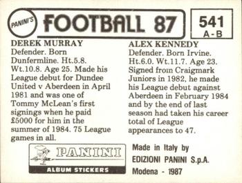 1986-87 Panini Football 87 (UK) #541 Alex Kennedy / Derek Murray Back