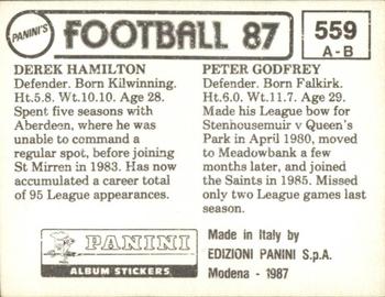 1986-87 Panini Football 87 (UK) #559 Peter Godfrey / Derek Hamilton Back