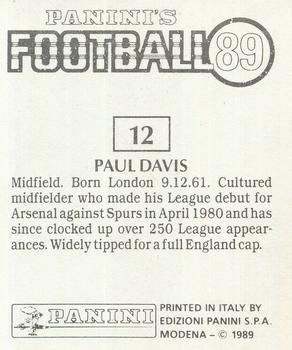 1988-89 Panini Football 89 (UK) #12 Paul Davis Back