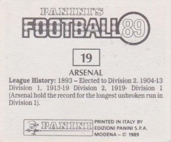 1988-89 Panini Football 89 (UK) #19 Team Back