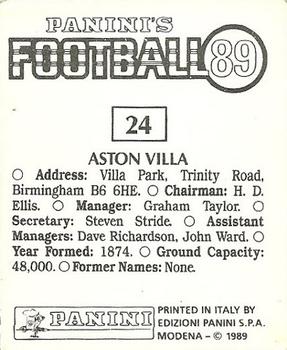 1988-89 Panini Football 89 (UK) #24 Badge Back