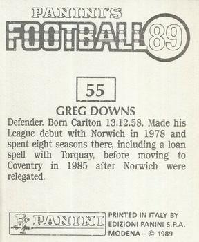 1988-89 Panini Football 89 (UK) #55 Greg Downs Back