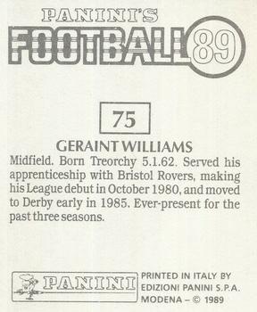 1988-89 Panini Football 89 (UK) #75 Geraint Williams Back