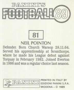 1988-89 Panini Football 89 (UK) #81 Neil Pointon Back
