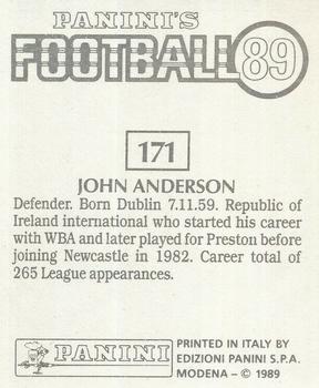 1988-89 Panini Football 89 (UK) #171 John Anderson Back