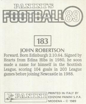 1988-89 Panini Football 89 (UK) #183 John Robertson Back