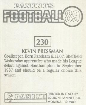 1988-89 Panini Football 89 (UK) #230 Kevin Pressman Back