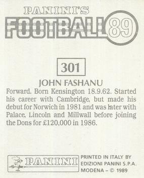 1988-89 Panini Football 89 (UK) #301 John Fashanu Back