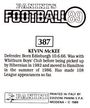 1988-89 Panini Football 89 (UK) #387 Kevin McKee Back