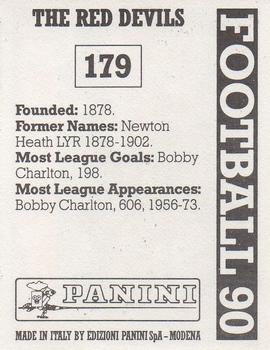 1989-90 Panini Football 90 (UK) #179 Manchester United Team Back