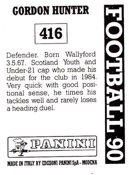 1989-90 Panini Football 90 (UK) #416 Gordon Hunter Back