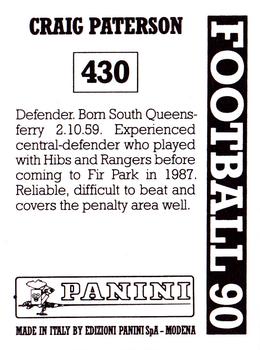 1989-90 Panini Football 90 (UK) #430 Craig Paterson Back
