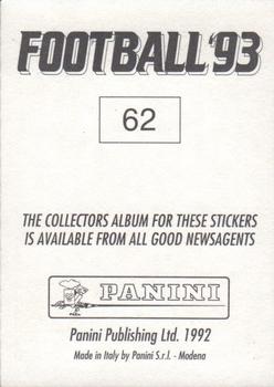 1992-93 Panini Football '93 (England) #62 Lee Sinnott Back