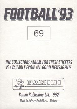 1992-93 Panini Football '93 (England) #69 Simon Rodger Back