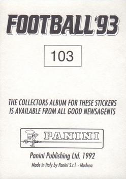 1992-93 Panini Football '93 (England) #103 Gary McAllister Back