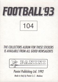 1992-93 Panini Football '93 (England) #104 David Batty Back
