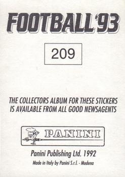 1992-93 Panini Football '93 (England) #209 David Barnes Back