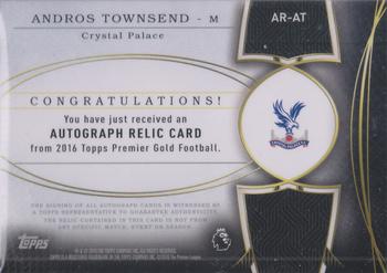 2016 Topps Premier Gold - Autograph Relics Red #AR-AT Andros Townsend Back