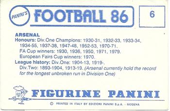1985-86 Panini Football 86 (UK) #6 Team Group Back