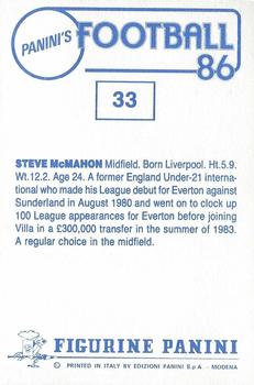 1985-86 Panini Football 86 (UK) #33 Steve McMahon Back