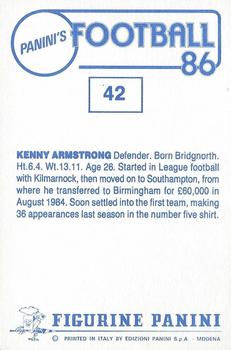 1985-86 Panini Football 86 (UK) #42 Kenny Armstrong Back