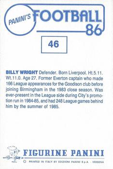 1985-86 Panini Football 86 (UK) #46 Billy Wright Back