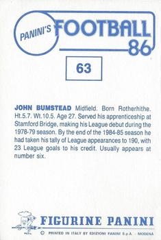 1985-86 Panini Football 86 (UK) #63 John Bumstead Back