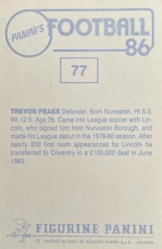 1985-86 Panini Football 86 (UK) #77 Trevor Peake Back