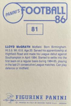 1985-86 Panini Football 86 (UK) #81 Lloyd McGrath Back