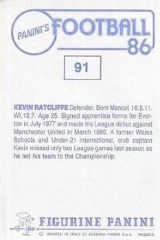 1985-86 Panini Football 86 (UK) #91 Kevin Ratcliffe Back