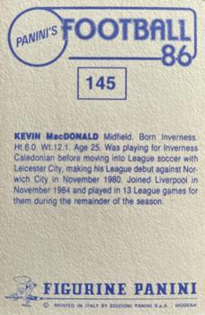 1985-86 Panini Football 86 (UK) #145 Kevin MacDonald Back
