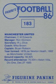 1985-86 Panini Football 86 (UK) #183 Club Badge Back