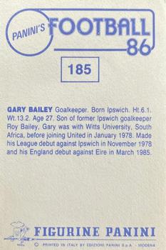 1985-86 Panini Football 86 (UK) #185 Gary Bailey Back