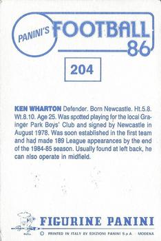 1985-86 Panini Football 86 (UK) #204 Ken Wharton Back