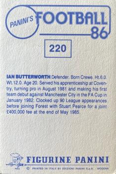 1985-86 Panini Football 86 (UK) #220 Ian Butterworth Back